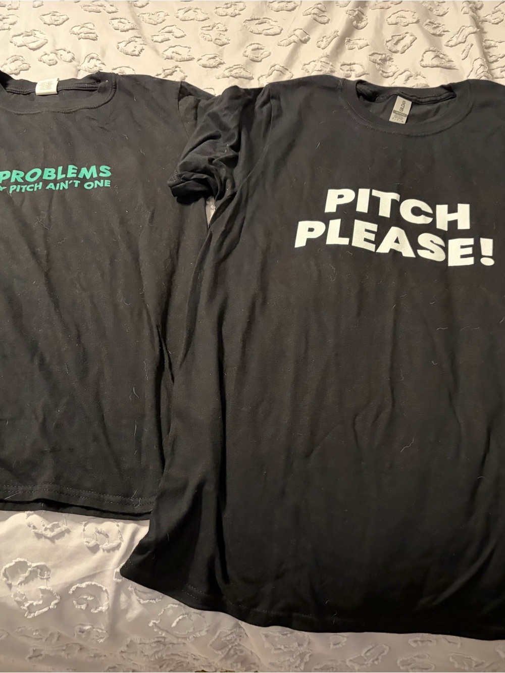 Gildan Black unisex Tee set of 2 "PITCH PLEASE!" Graphic shirts pitcher
